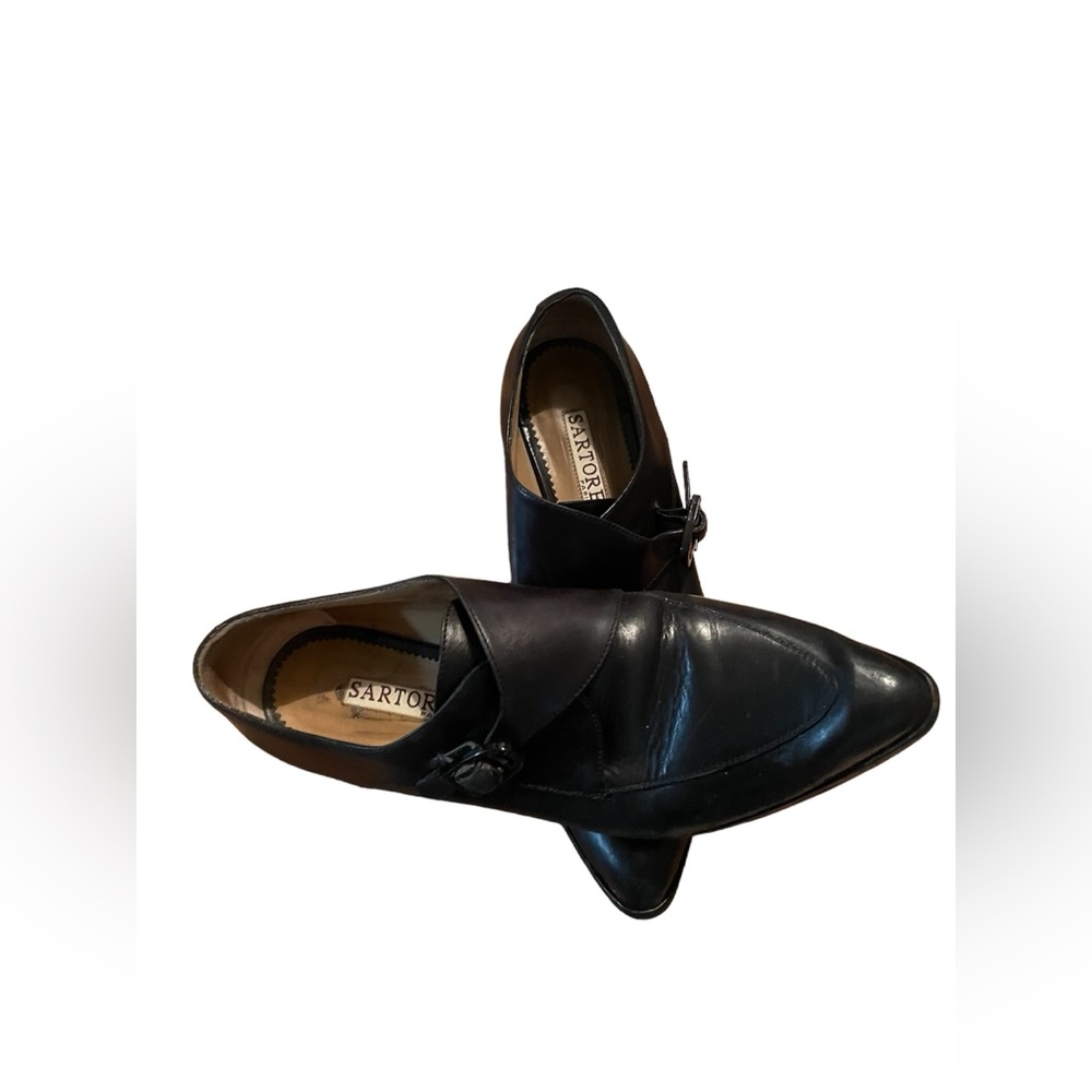 Sartore Paris Made in Italy black leather shoes in used condition, size 37 1/2